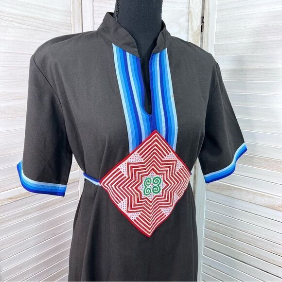 Vintage Embroidered Kaftan Caftan Maxi House Dress Large - Picture 2 of 11